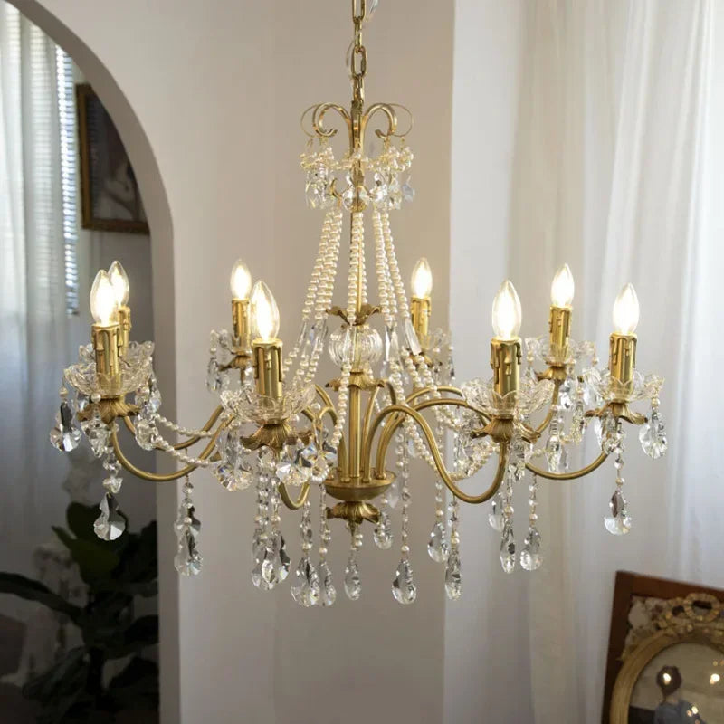 lustre en cristal luxe avec simulation de bougie led - vue 4 sur 7