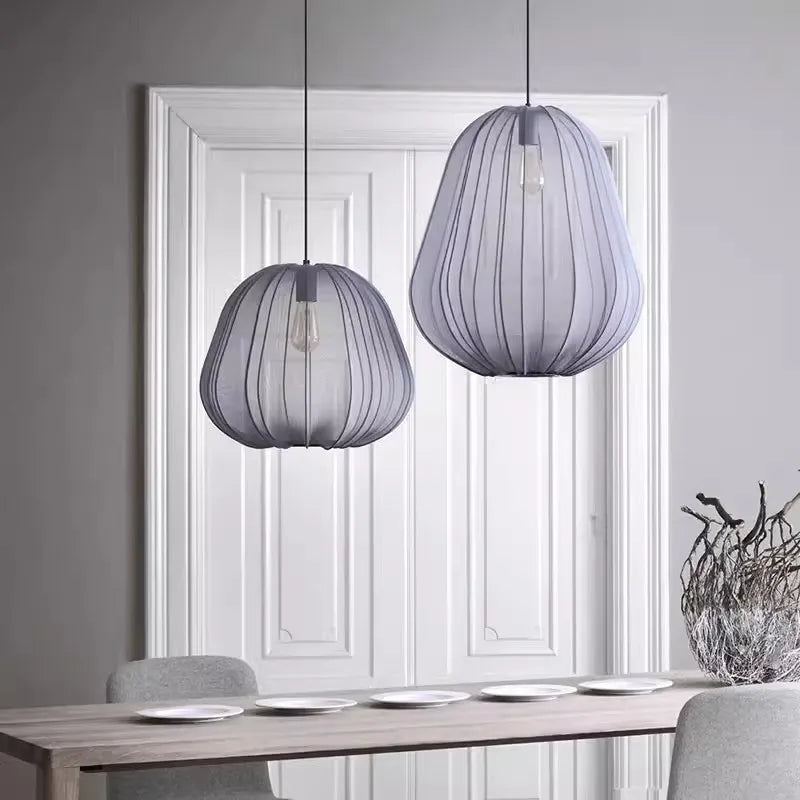 SANDYHA Moderne Nordique Lustre Tissu Lanterne Chambre Suspension Salon Salle À Manger Intérieur Décor À La Maison Chevet Restaurant
