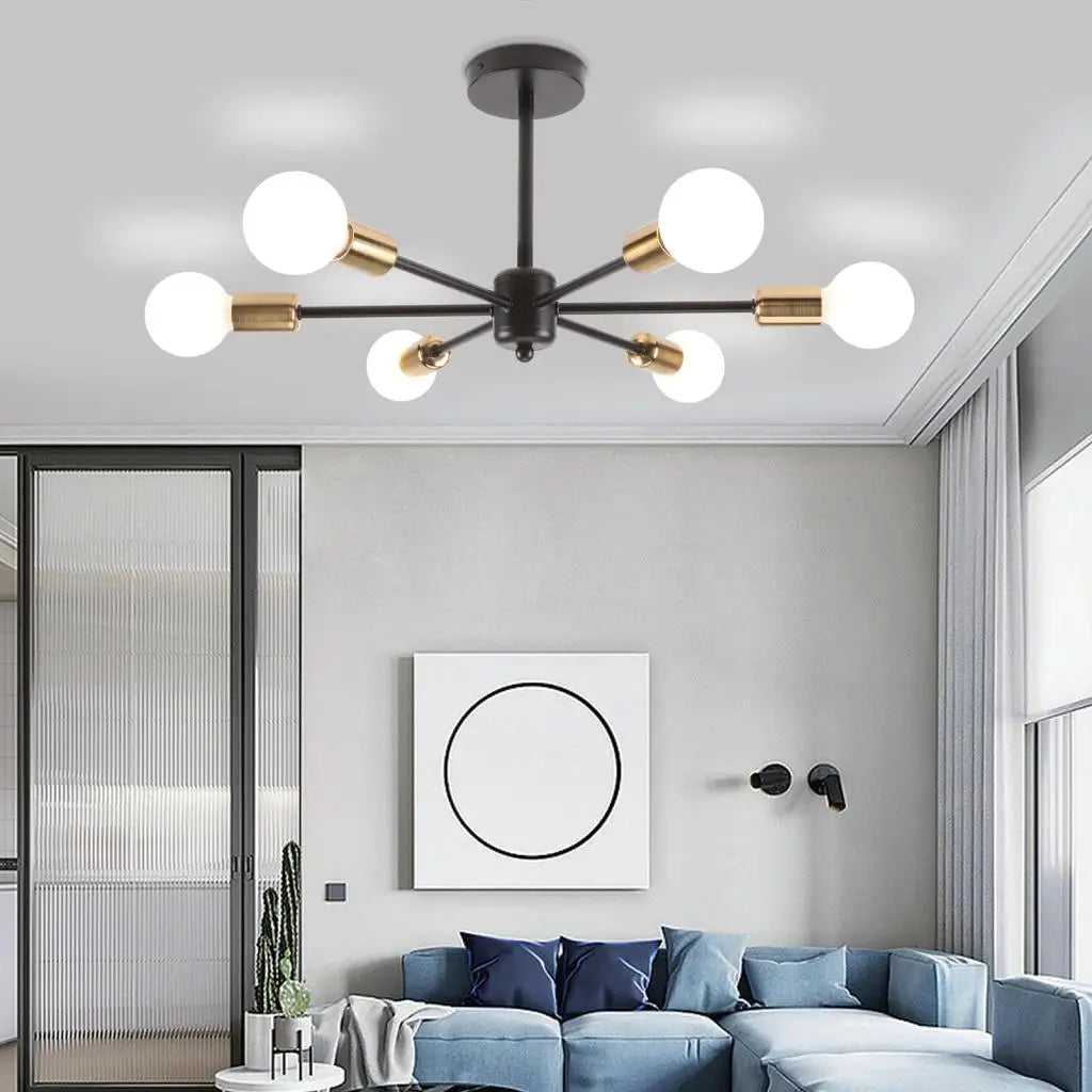 Moderne 4/6 têtes Plafonnier Rétro Plafond Lustre Lampe Industrielle Luminaria Lamparas pour Salon Plafonnier Éclairage - vue 7 sur 10