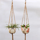 panier suspendu en corde de chanvre pour plantes décoratives