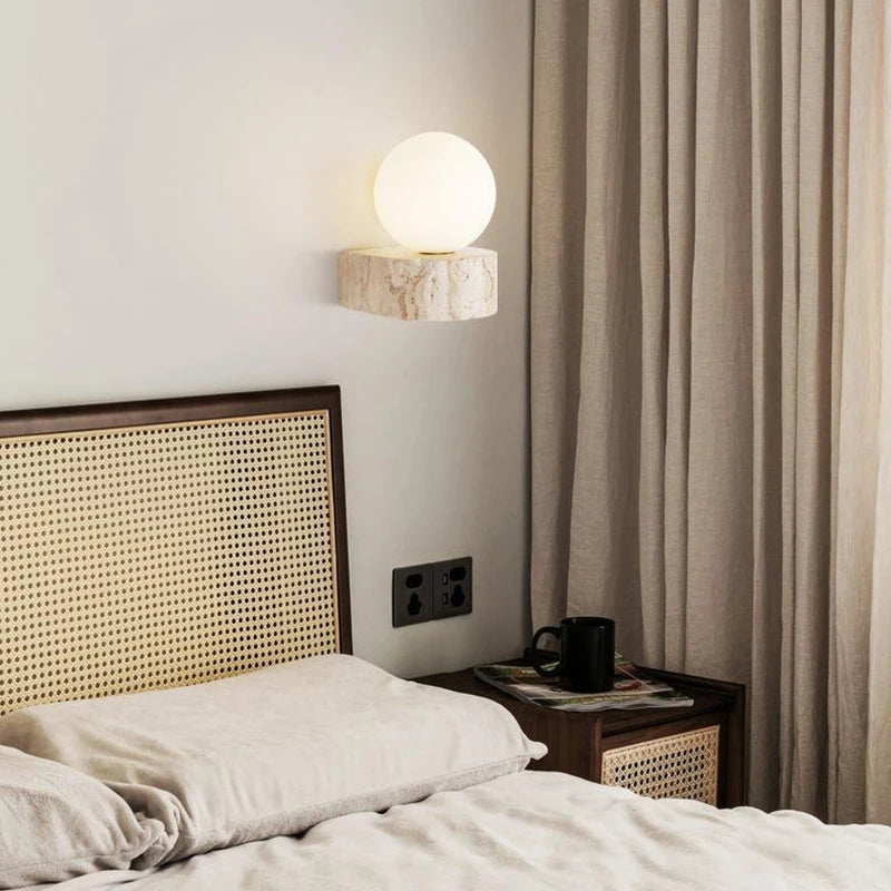 Applique murale led moderne en verre avec pierre naturelle