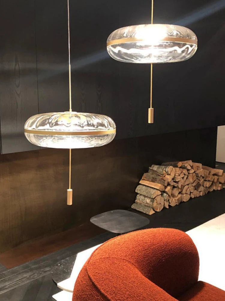 lustre circulaire en verre design nordique pour bar et restaurant - vue 4 sur 7