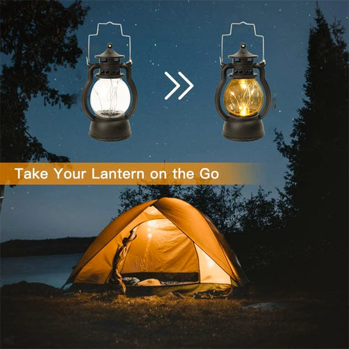 Retro LED-Outdoorlampe mit dynamischer Flamme – tragbar für Camping - vue 4 sur 10