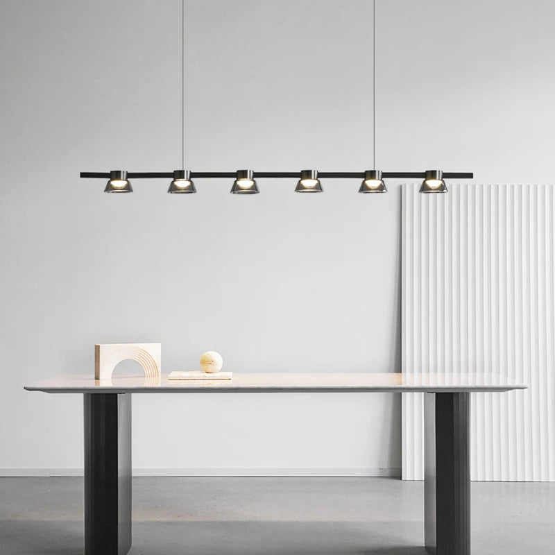 Nordic minimalist strip glass Led Dining Room Ceiling Chandelier Dining Room Bar Kitchen Island decorated hanging light fixtures - vue 2 sur 9
