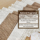 Chemin de table bohème géométrique beige avec pompons