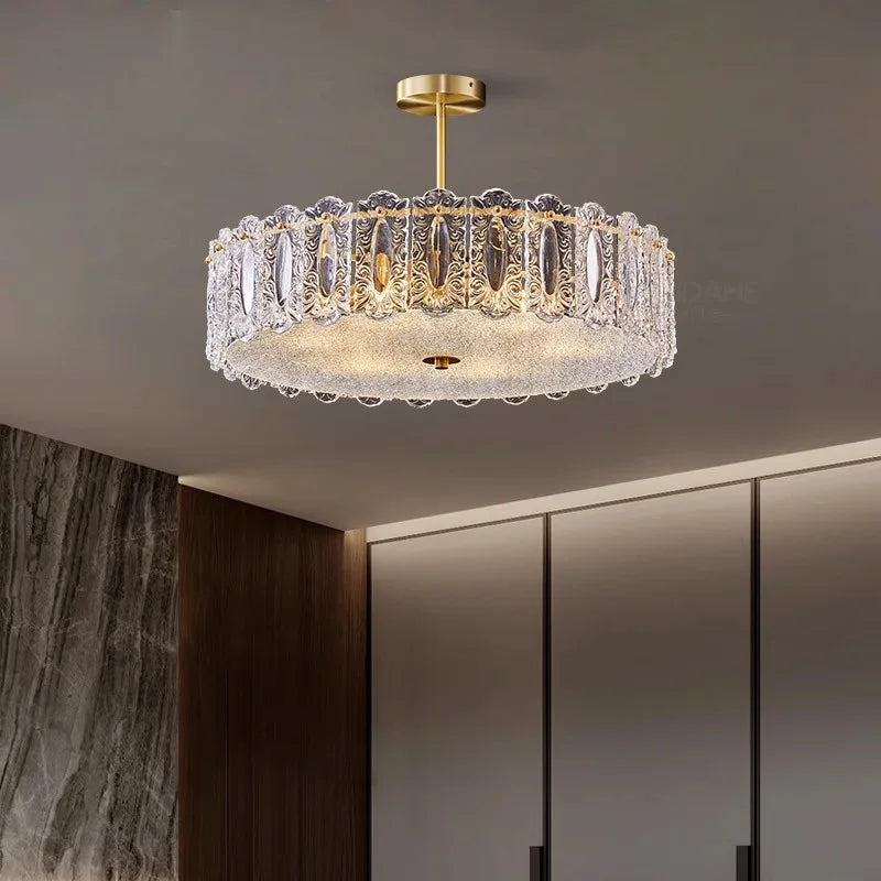 plafonnier moderne en cuivre et verre design créatif pour intérieur élégant - vue 5 sur 9