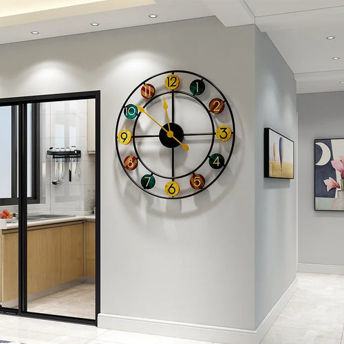 horloge murale ronde européenne de luxe créative et légère