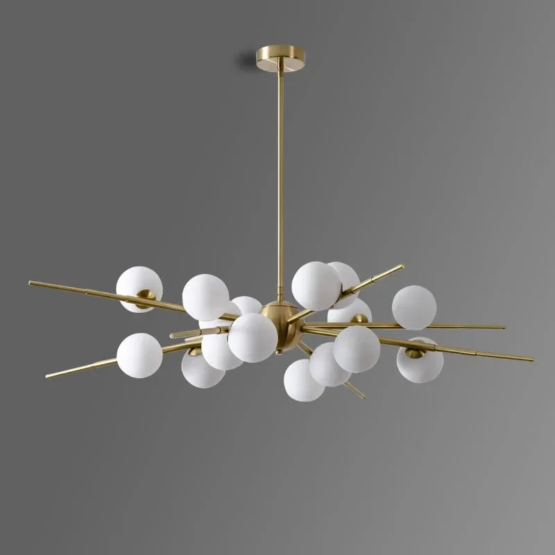 lustre led verre suspension or maison luminaire - vue 4 sur 9