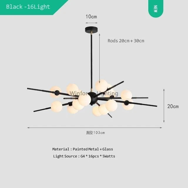 Design-Kronleuchter Bauhaus Sputnik aus Glas für moderne Beleuchtung