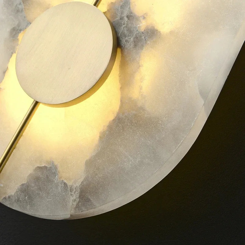 applique murale led en marbre et cuivre doré design nordique moderne - vue 7 sur 8