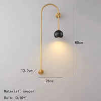 Art déco cuivre applique murale salon chambre Restaurant minimaliste applique lampe GU10 ampoule en laiton
