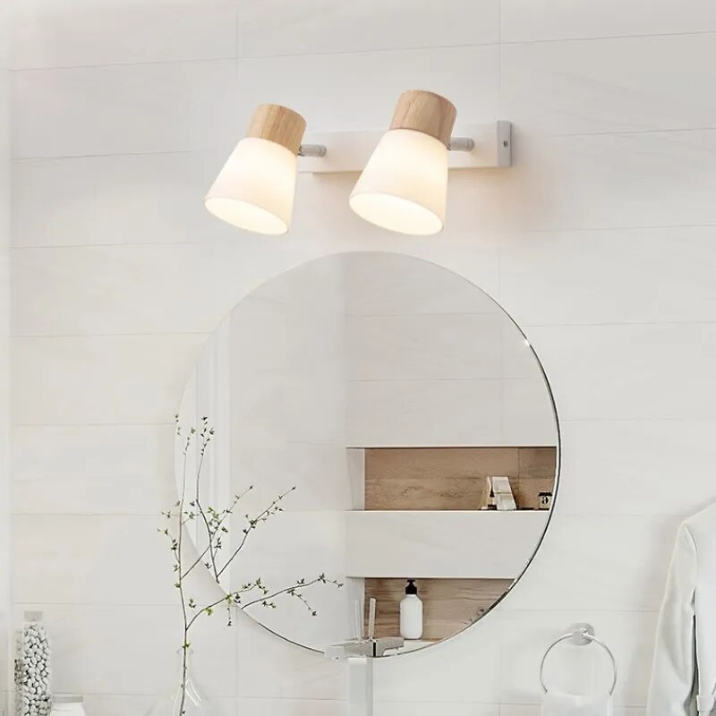 applique led double tête bois verre maison décor luminaire
