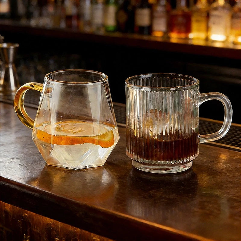 Verres cocktail design verre transparent style moderne rainuré - vue 2 sur 7