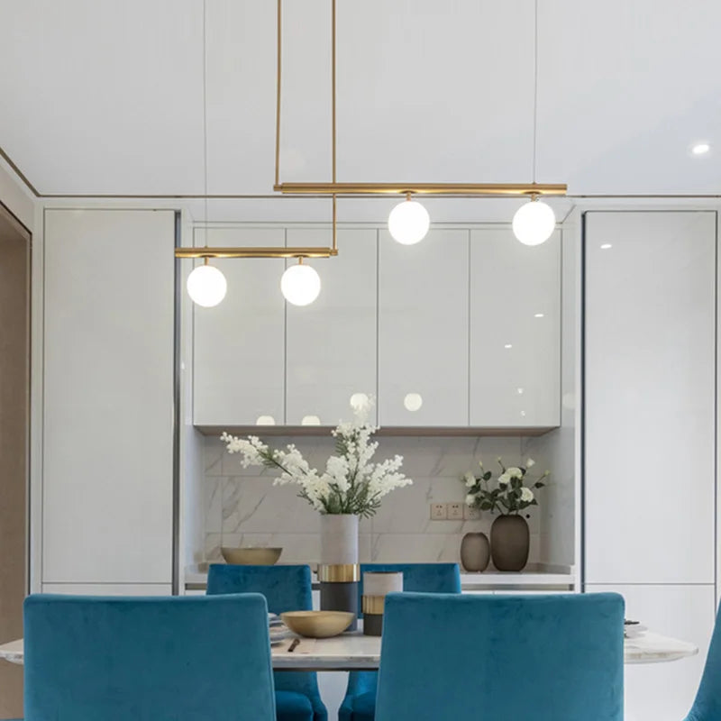 lustre design moderne abat-jour verre nordique éclairage bar luminaire suspendu - vue 4 sur 12