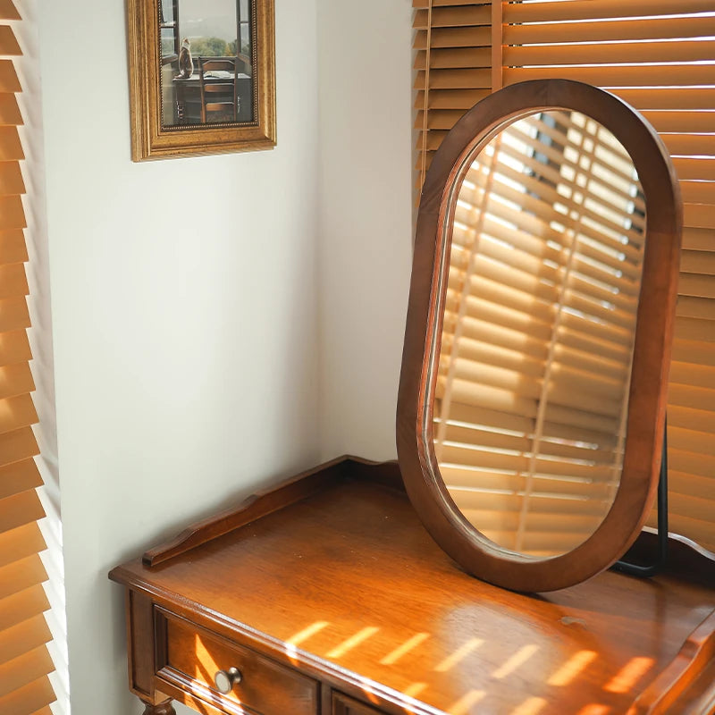 miroir décoratif ovale en bois style nordique vintage