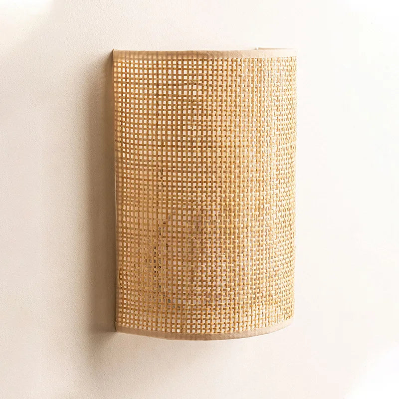 Wandleuchte aus Rattan im asiatisch-minimalistischen Stil mit Schalter - vue 4 sur 10