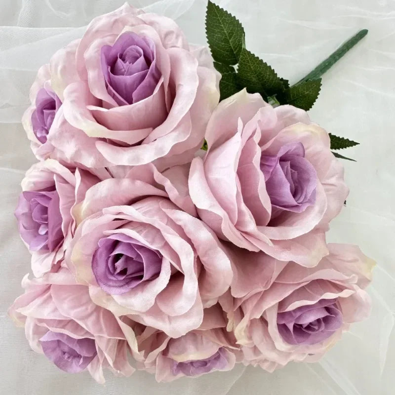 bouquet de roses artificielles en soie pour décoration intérieure - vue 12 sur 28