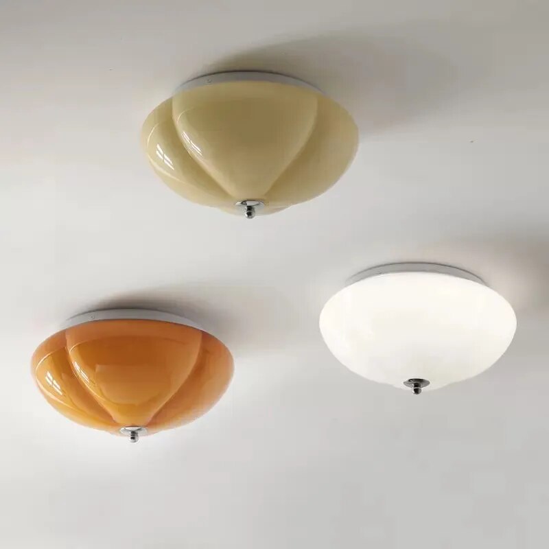Lustre LED minimaliste citrouille en verre
