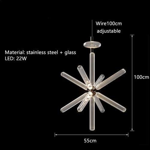 suspension tubes lumineux en verre transparent design nordique réglable