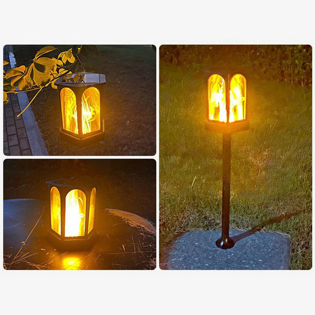 lampe torche solaire extérieure 96 led flamme vacillante étanche jardin - vue 7 sur 7