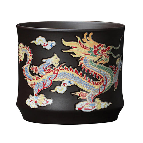 Théière argile violette dragons phénix style gongfu