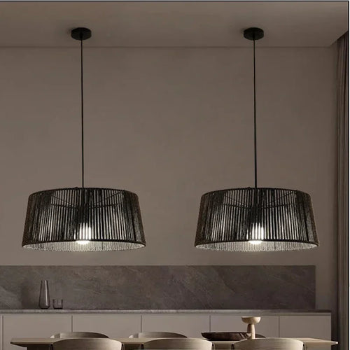 lustre nordique sandyha corde tissée lampes led suspendues