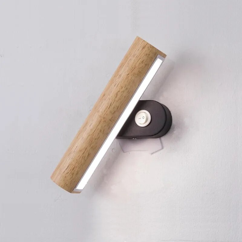 LED-Wandleuchte aus abgerundetem Holz, drehbar - vue 5 sur 8