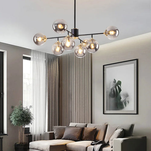 sandyha moderne led lustre en verre moléculaire de luxe