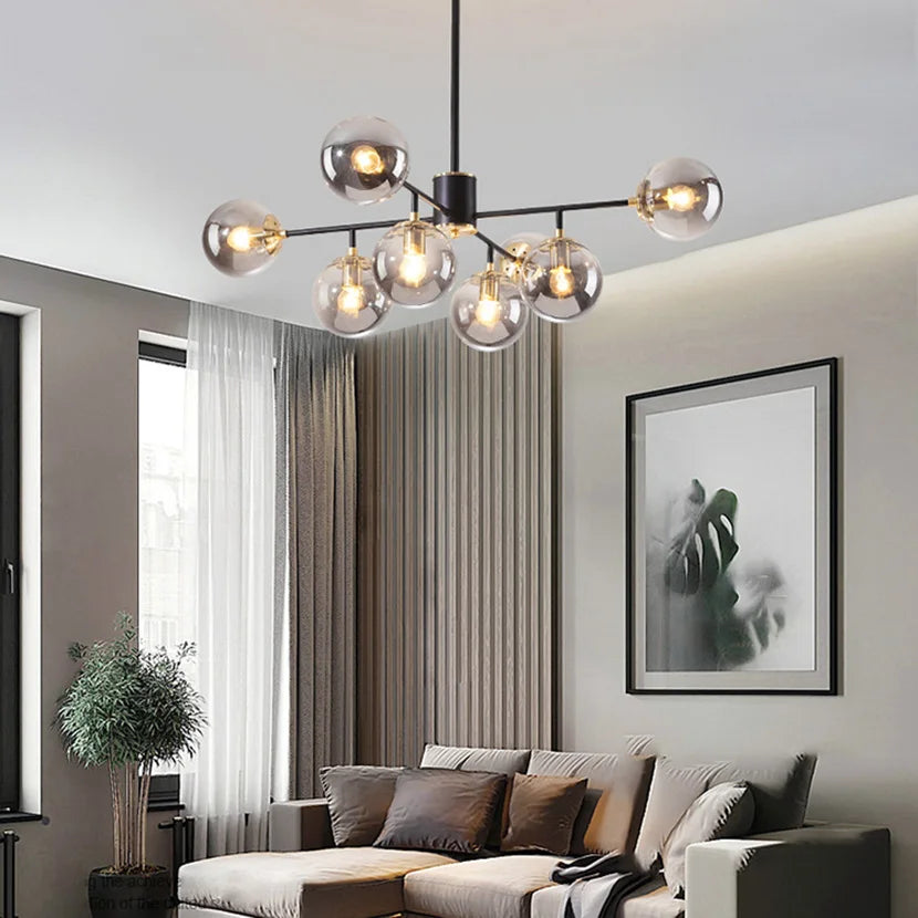 sandyha moderne led lustre en verre moléculaire de luxe - vue 3 sur 9