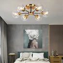 lustre boule led design en verre transparent et gris fumé