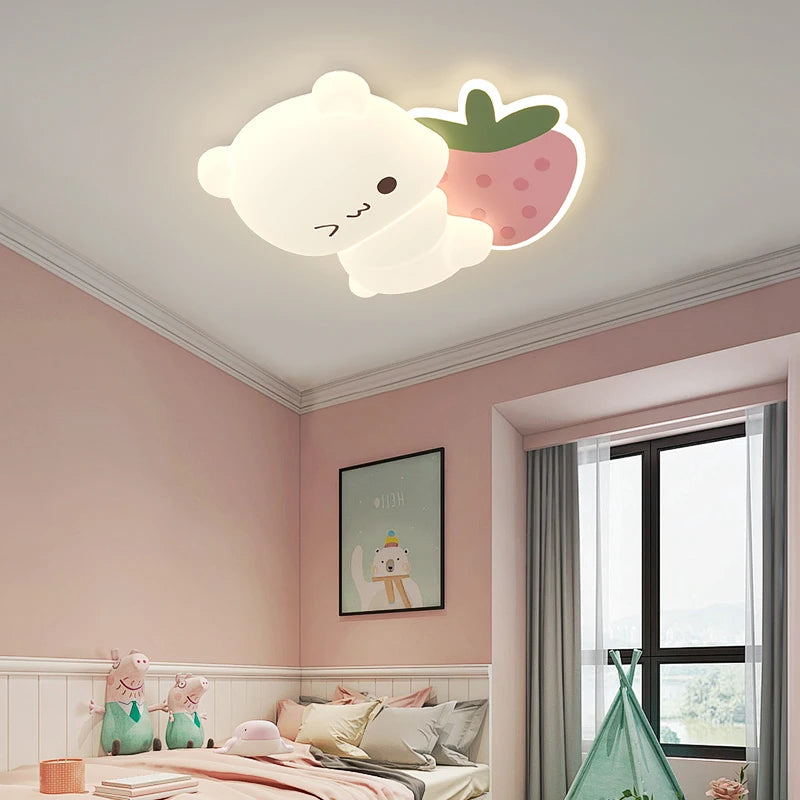 plafonnier led ours cartoon motif fruits pour enfants - vue 4 sur 12