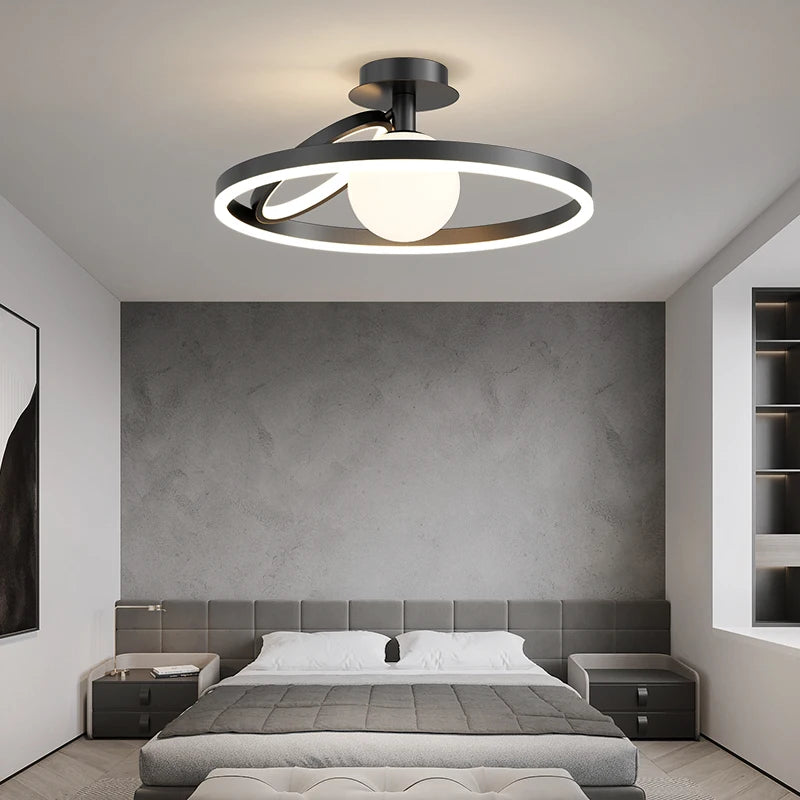Minimalistische LED-Pendelleuchte für moderne Wohnraumdekorationen - vue 4 sur 12