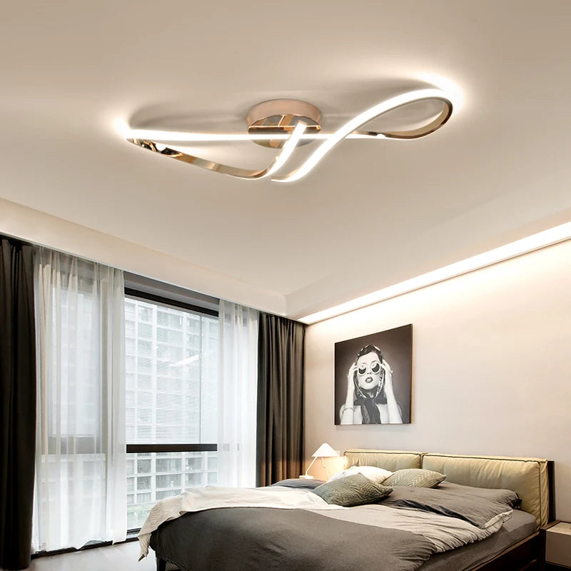 plafonnier led moderne luminaire intérieur placage chromé doré - vue 4 sur 10