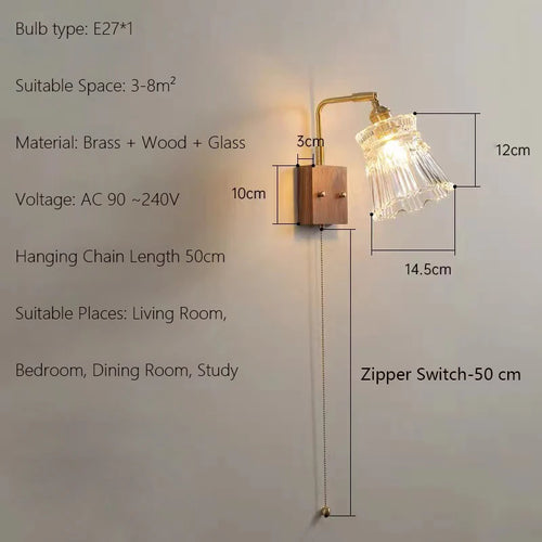 Japanische Vintage-Wandleuchte aus Holz Minimalistische LED-Lampe - vue 14 sur 13