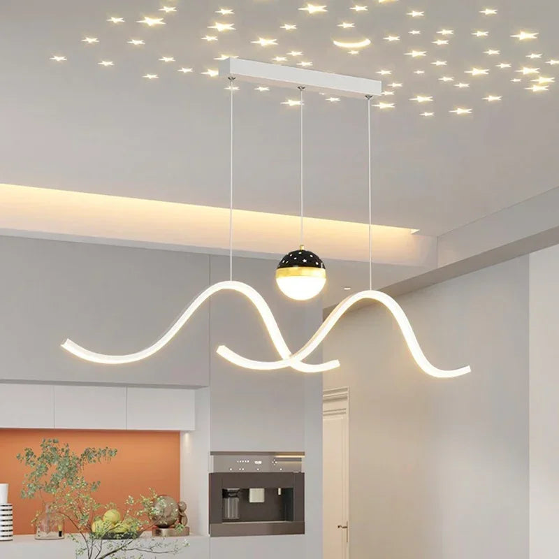 Minimalistischer nordischer Kronleuchter mit kreativem Sternenhimmel-Lichteffekt - vue 3 sur 10