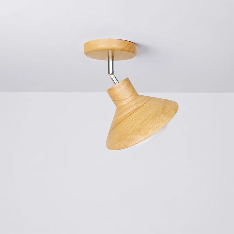 plafonnier led bois moderne rondin applique - vue 5 sur 7