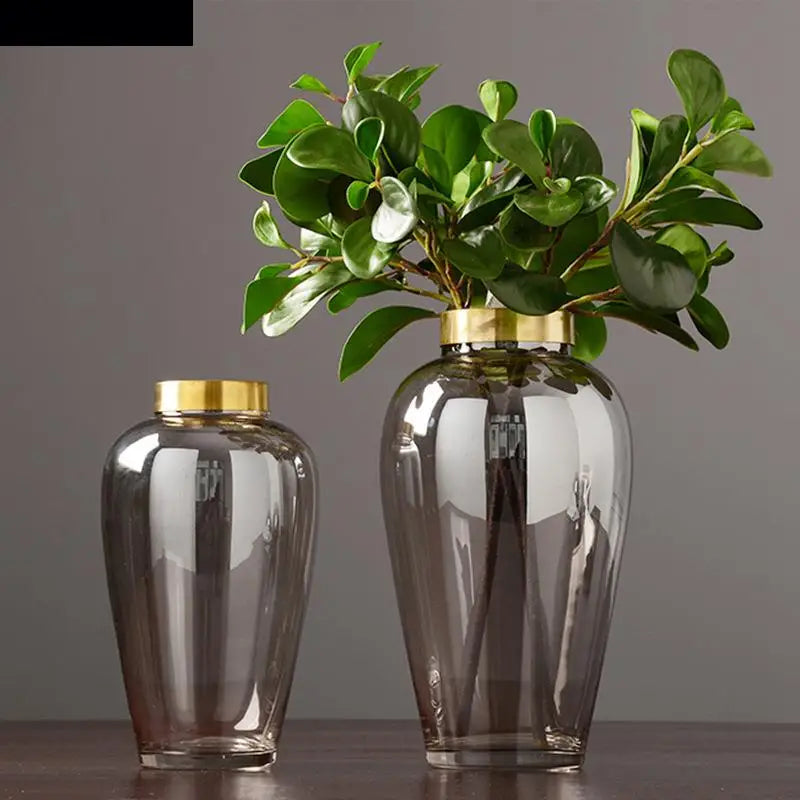 vase en verre moderne avec base métallique pour décoration florale - vue 4 sur 9