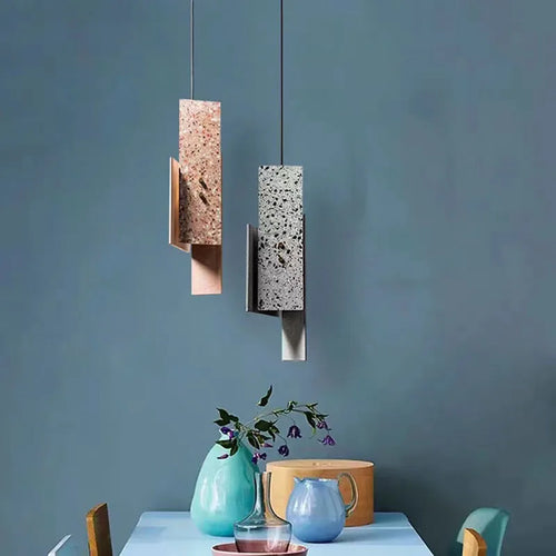 Verstellbare Art-déco-Pendelleuchte aus Terrazzo für ein elegantes Interieur - vue 2 sur 9