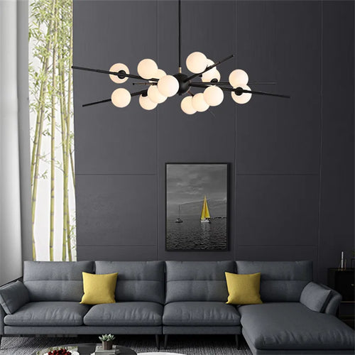 lustre design bauhaus sputnik en verre pour éclairage moderne - vue 6 sur 9
