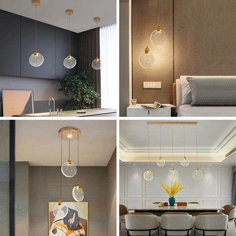 lustre suspendu en cristal led nordique pour intérieur - vue 4 sur 16