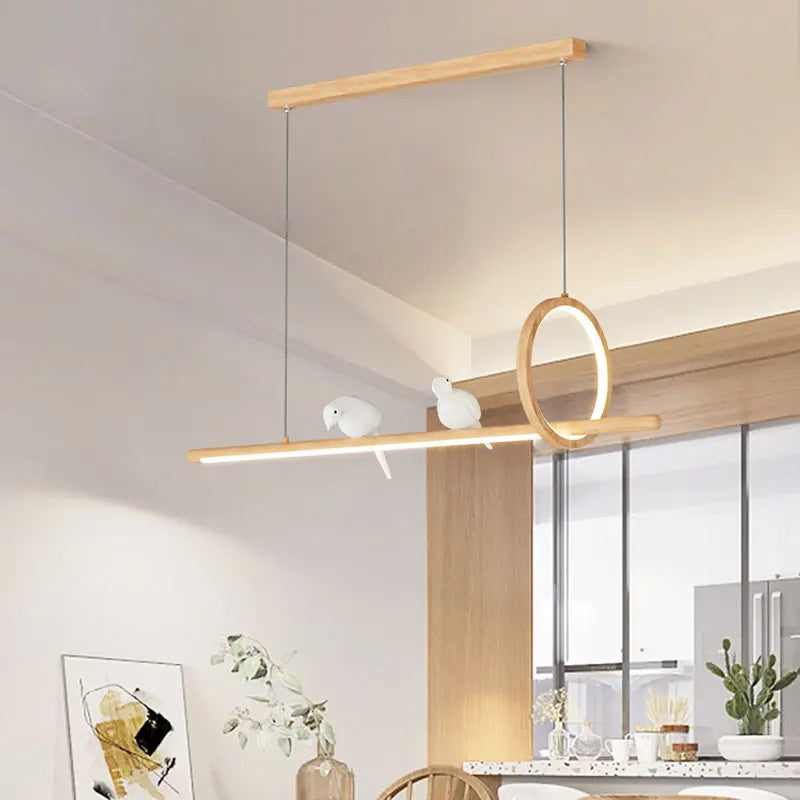 lustre moderne en bois suspension créative pour décoration intérieure