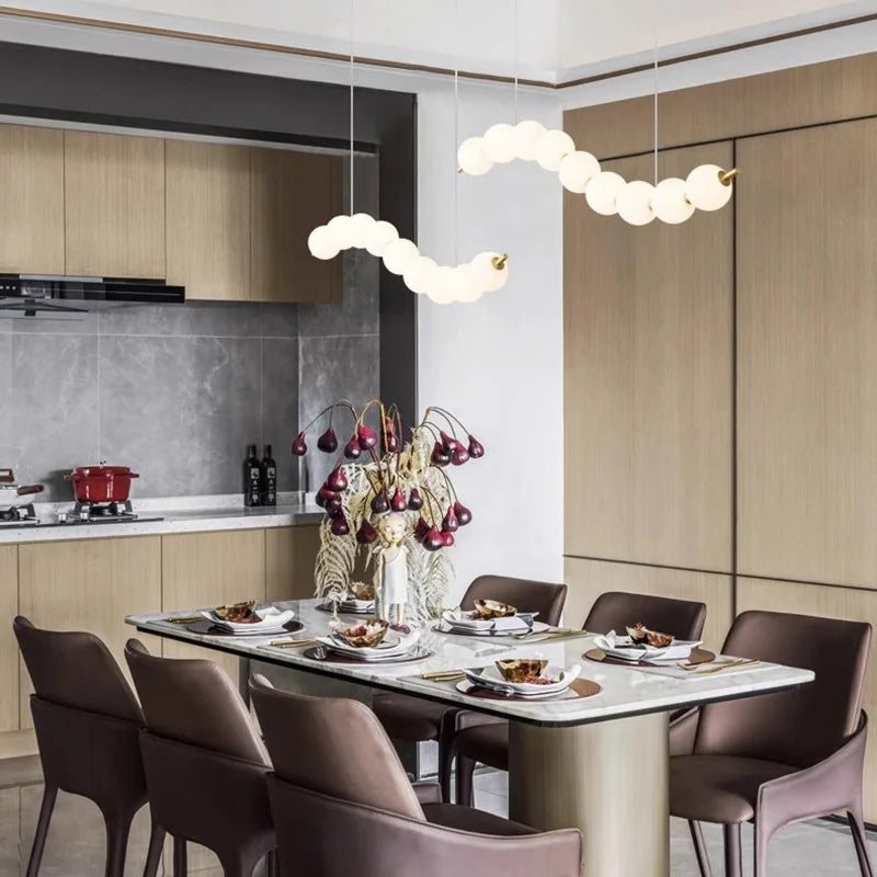 French Luxury Copper Pendant Lamps for Bedroom Living Room Kitchen Table Lighting Acrylic Round Bubble Ceiling Hanging Light - vue 3 sur 16