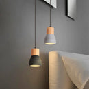 Pendelleuchte im nordischen Loft-Stil aus Holz und Zement, E27, 4 Farben, modern für Restaurant, Wohnzimmer, Café, Schlafzimmer, bunte Dekoration