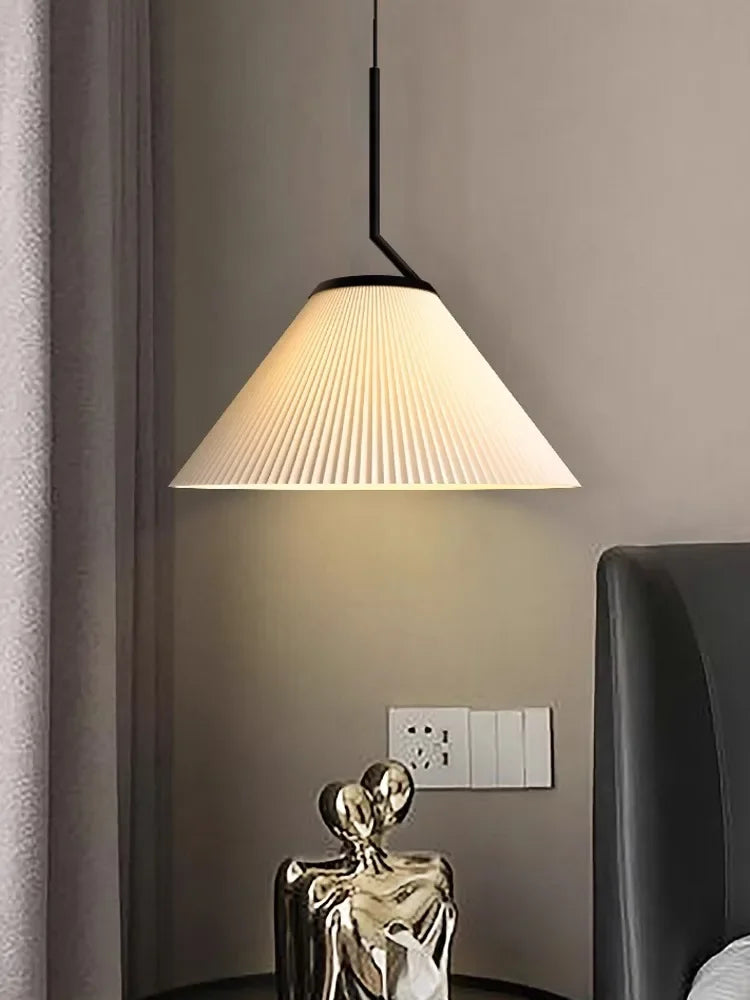 Nordique Plissé Crème PENDENTIF LED Lumière Pour Salon Cuisine Restaurant Lustre Loft Suspension Lustre Décoration de La Maison