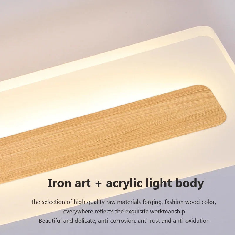 plafonnier led design nordique grain de bois moderne décoratif - vue 7 sur 16