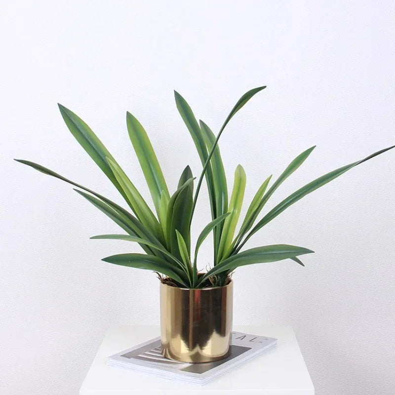 feuilles de clivia artificielles en caoutchouc souple pour décoration intérieure