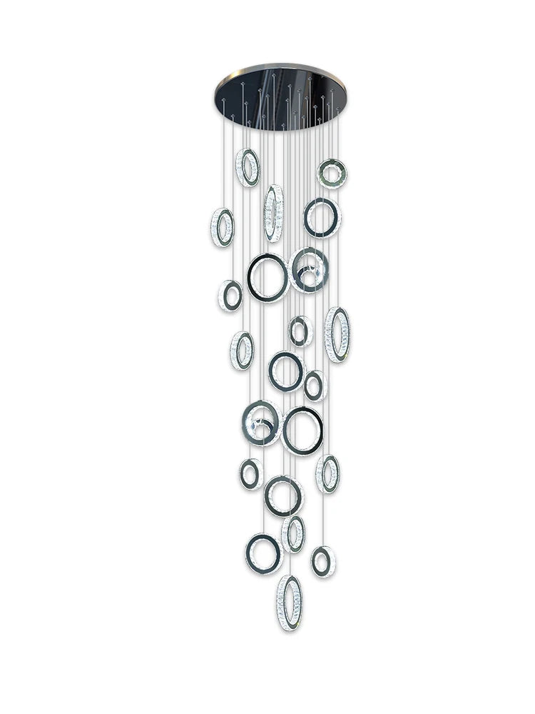 Modern LED Crystal Chandelier Nordic Ring Hanging Lights for Living Room, Hanging Lamps Fixtures Staircase Lighting Pendant Lamp - vue 7 sur 14