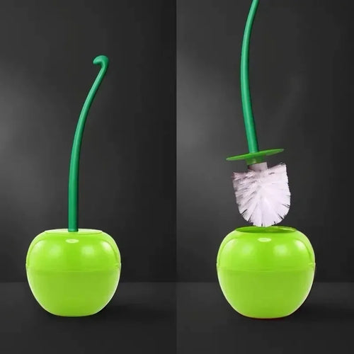 brosse de toilette cerise avec long manche et support créatif