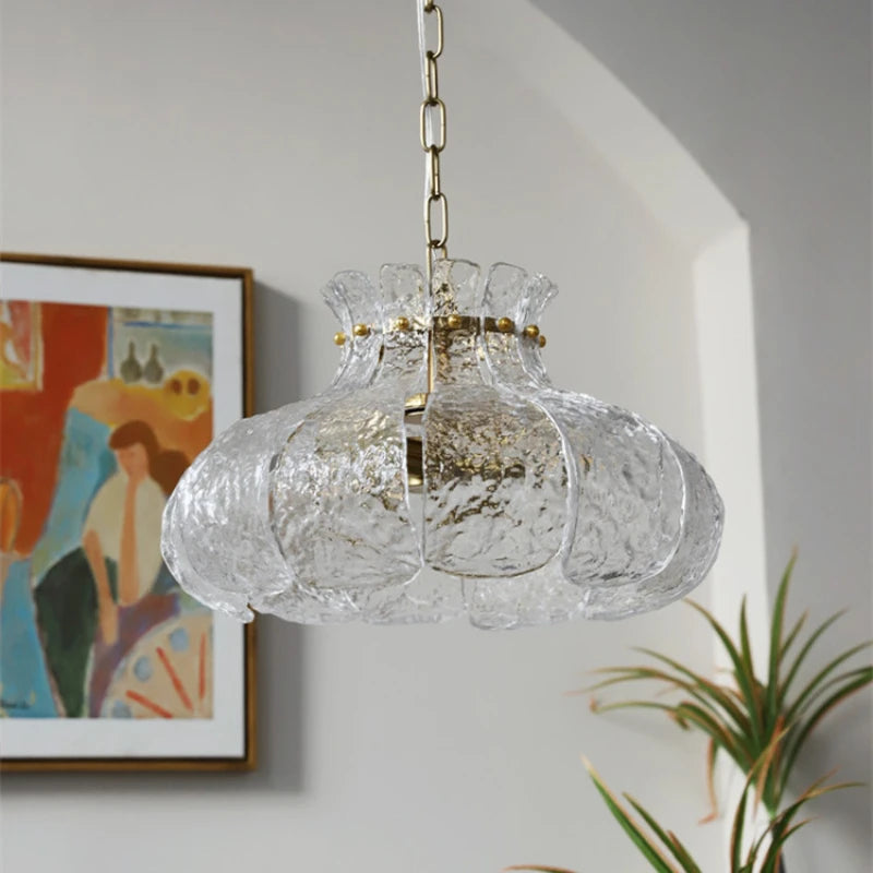 lustre rétro nordique tout cuivre verre design vintage luxe - vue 4 sur 7
