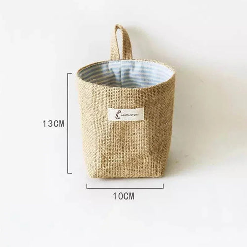 panier de rangement en coton et lin avec poignée - vue 13 sur 16